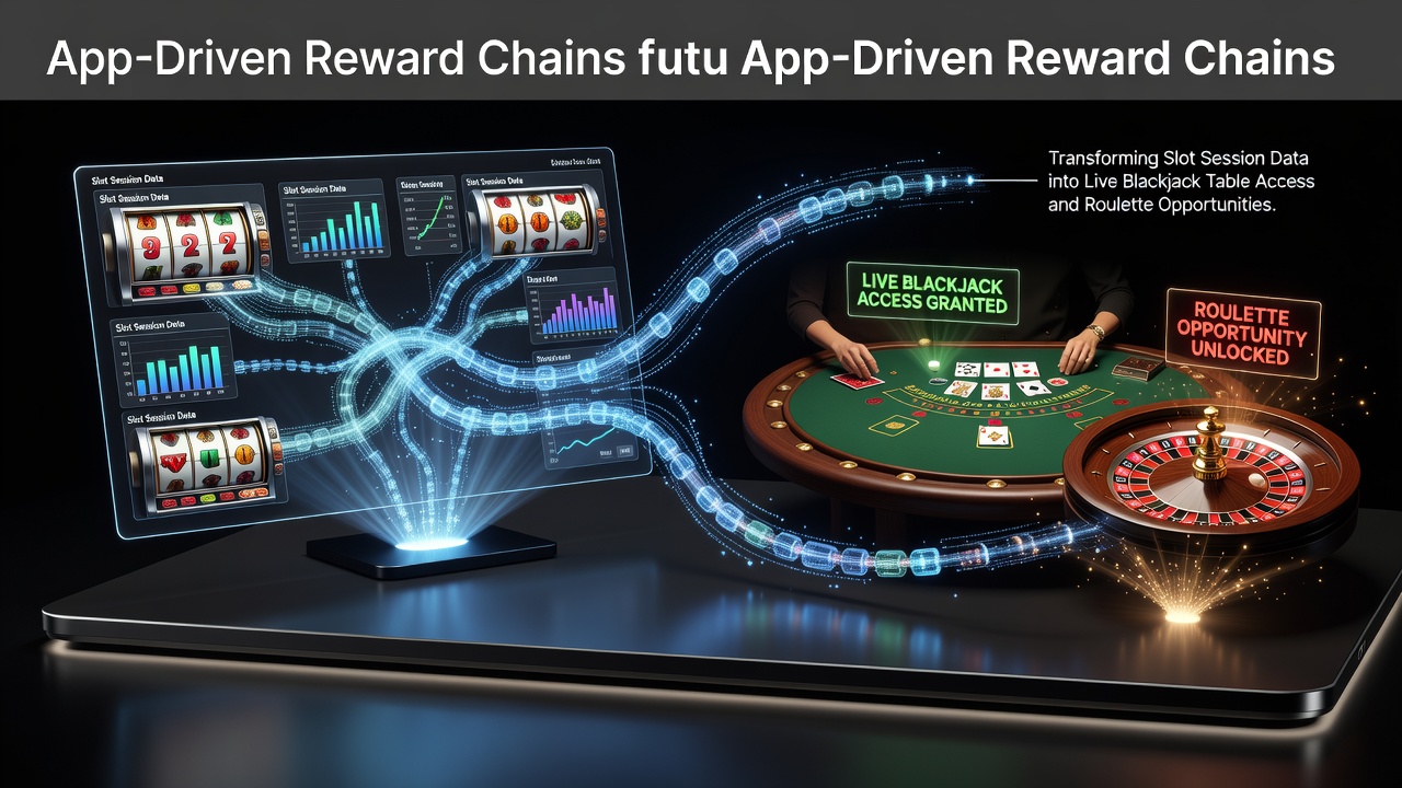 Mobile app interface displaying slot session analytics converting into live blackjack table invites
