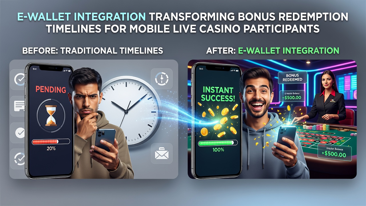 Close-up of smartphone screen displaying instant e-wallet bonus credit during live casino play