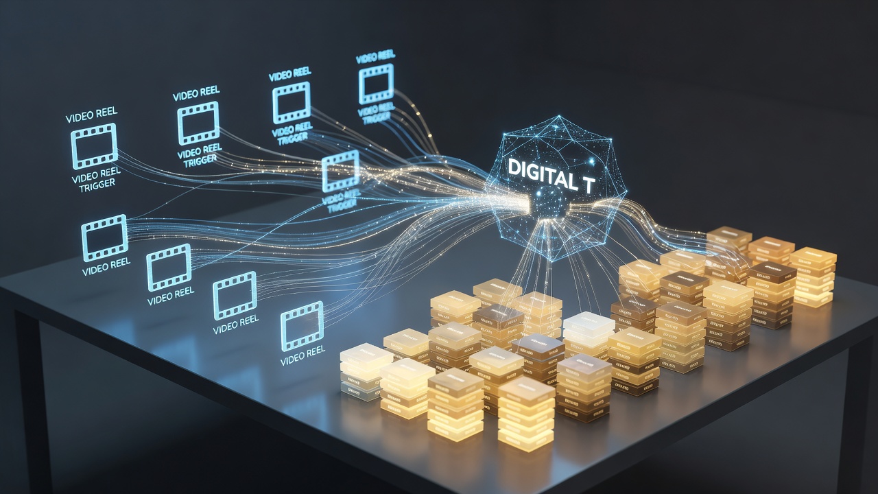 Illustration of digital transfer network connecting slot machines and live table interfaces