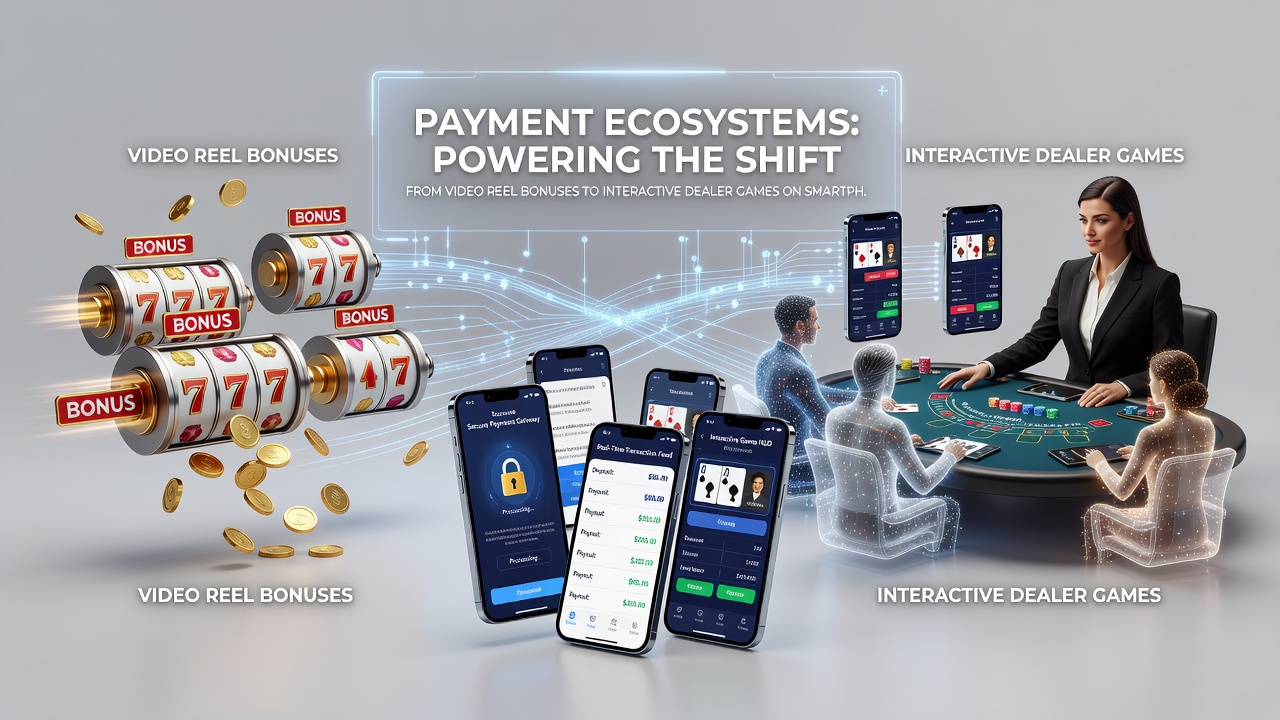 Smartphone screen displaying transition from slot bonus screen to interactive dealer table with active payment confirmation