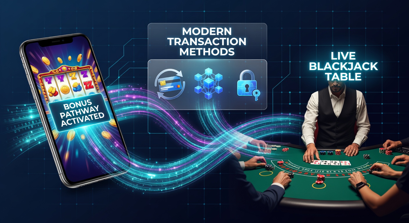 Illustration of mobile slot machines connecting to live blackjack tables through digital transactions